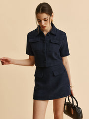 Short-Sleeve Pockets Jacket
