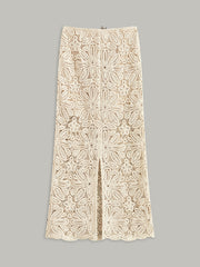 Cotton Crochet Lace Semi-Sheer Skirt