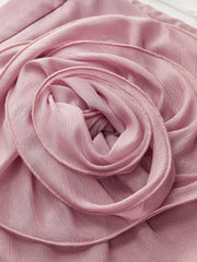Semi-Sheer Chiffon Draped Skort With 3D Rosette