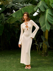 Semi-Sheer Knit Cut-Out Dress