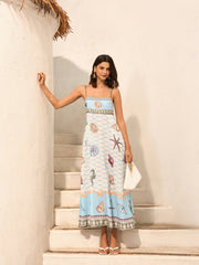 Seashell Print Cami Dress With Pockets