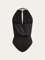Satin Draped Halter Bodysuit