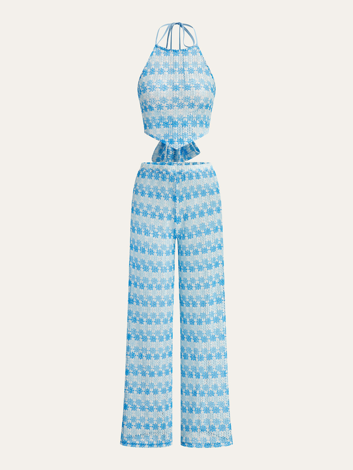 Tie-Back Crochet Halter Pants Set