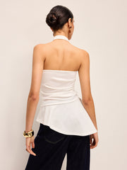 Halter Neck Peplum Top With Chain Detail