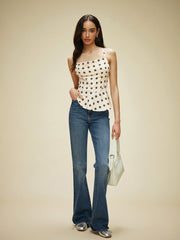Polka Dot Cross-Back Bow Top
