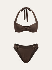 Ring Detail Halter Bikini Set