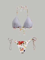 Floral Print Tie-String Bikini Set