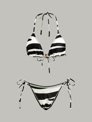 Striped Triangle Bikini Set