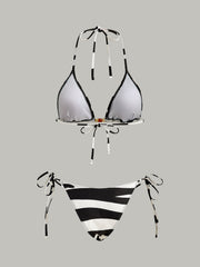 Striped Triangle Bikini Set