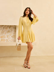 Tie-Front Flared Sleeve Dress