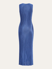 Pleated Twist-Front Midi Dress