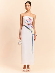 Strapless Floral Print Maxi Dress
