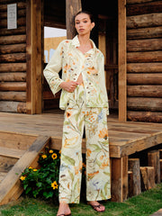 Semi-Sheer Floral Print Button-Up Shirt