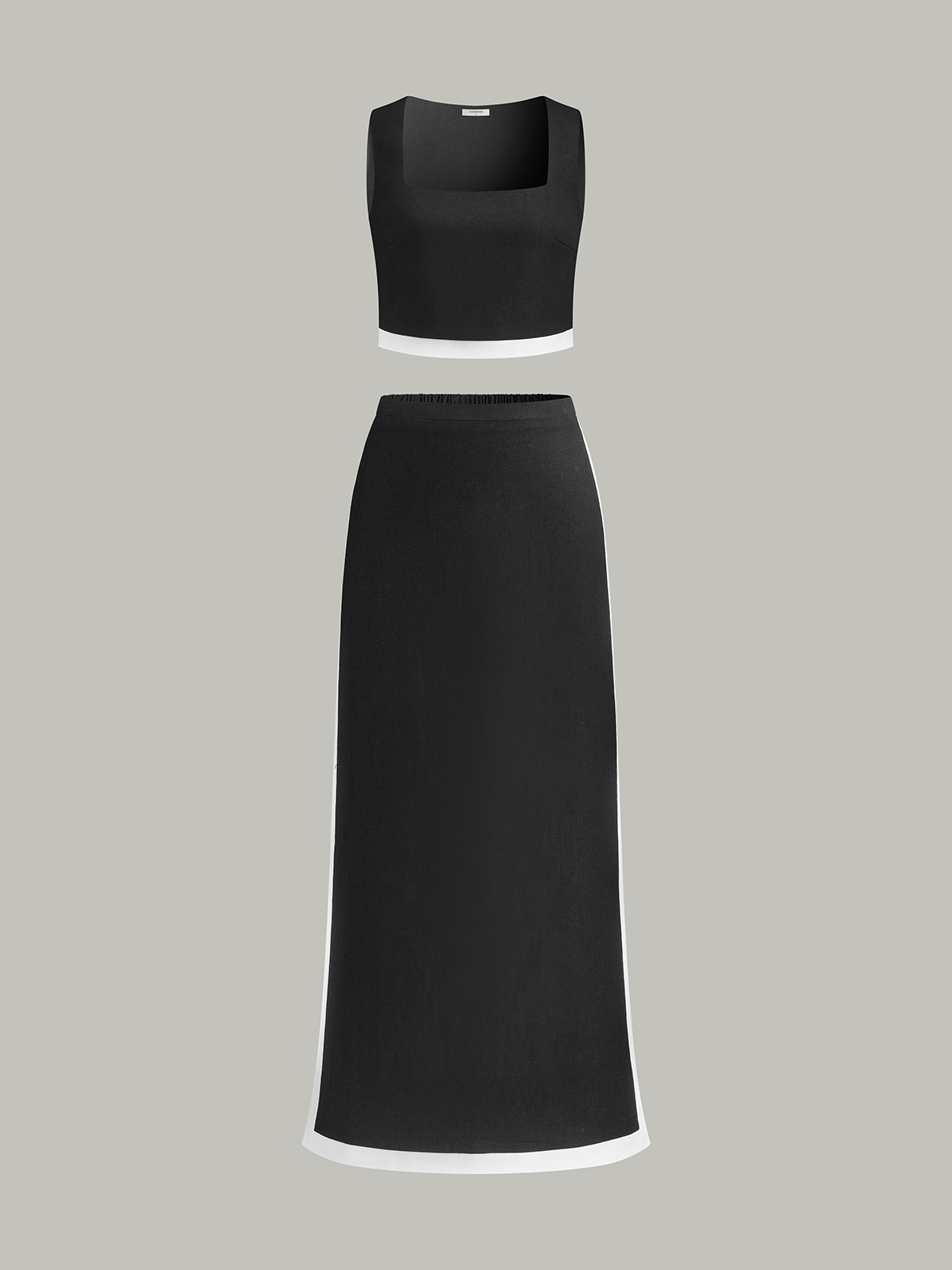 Contrast Trim Skirt Set
