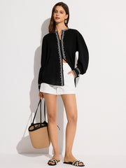 Oversized  Embroidered Trim Shirt