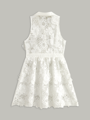 Semi Sheer 3D Flowers Mini Dress