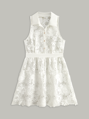 Semi Sheer 3D Flowers Mini Dress