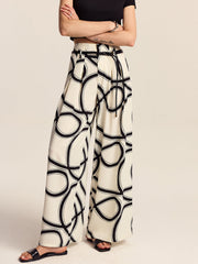 Semi-Sheer Patterned Wide-Leg Pants