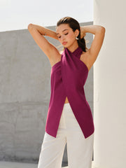 Halter-Style Cross-Neckline Backless Top