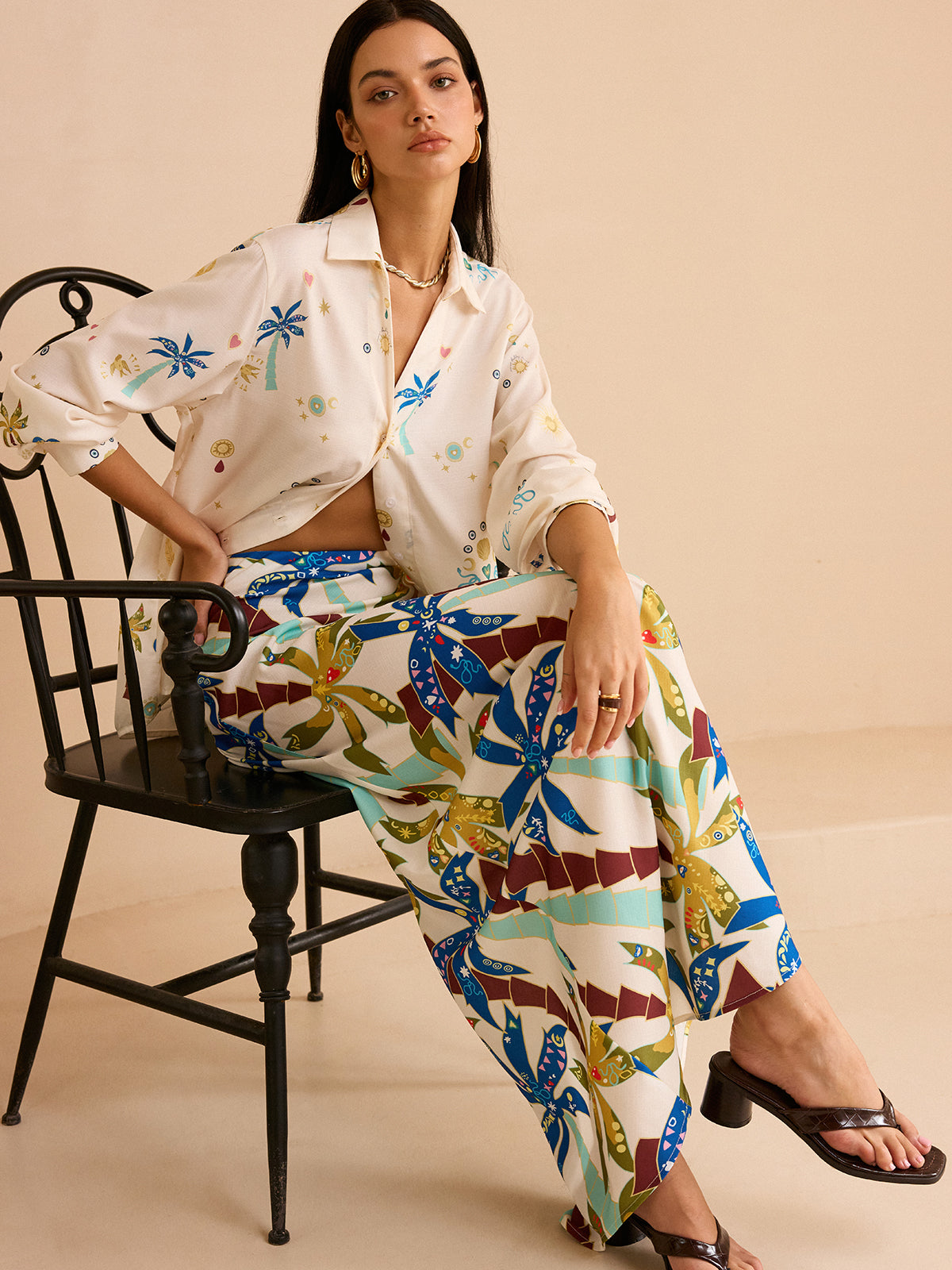 Tropical Print Maxi Skirt