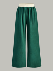 Contrast Trim Crop Top and Wide-Leg Pants Set