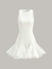 Semi-Sheer Ruffled Hem Mini Dress