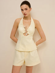 Halter Cut-Out Top and Shorts Set