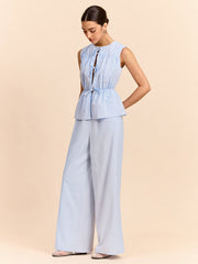 Tie-Front Linen & Cotton Pants Set