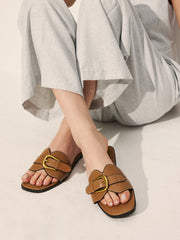 Buckled Strap Slide Sandals
