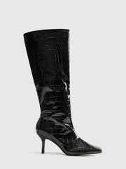 Crocodile Pattern Knee High Boots