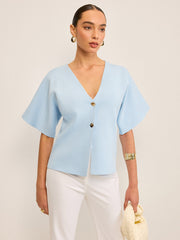 V-Neck Button Knit Cardigan