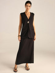 Metal Eyelet Detail Sleeveless Vest