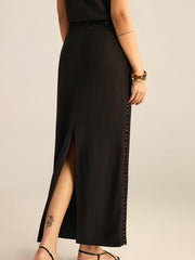 Metal Eyelet Detail Maxi Skirt