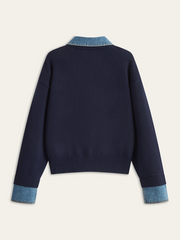 Denim Collar Buttoned Sweater