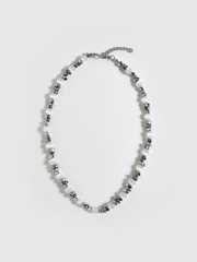 Pearl & Silver Beaded Choker Necklace