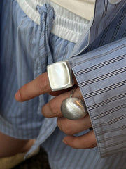 Matte Silver Oval Dome Ring