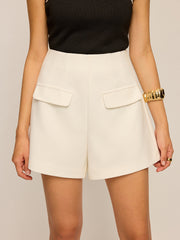 Mid-Waisted Decor Pocket Shorts Without Belt