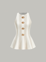 Striped Sleeveless Peplum Top