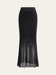 Mesh Hem Ribbed Knit Mermaid Skirt