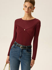 Metal Shell Detail Long Sleeve Top