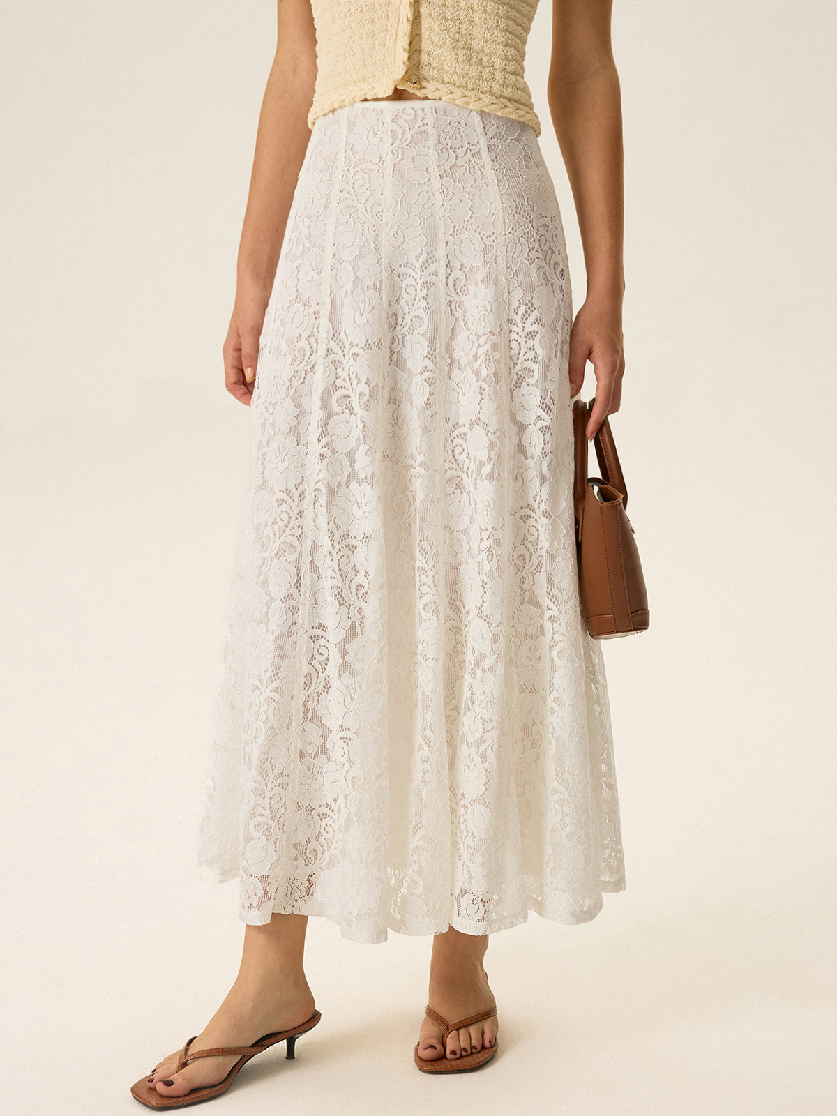 Semi-Sheer Lace Maxi Skirt