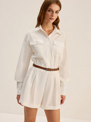 Shirt Style Jumpsuit Without Belt