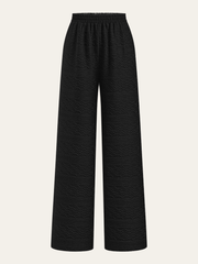 Textured Wide-Leg Pants with Elastic Waist