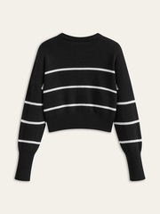 Striped Wool Blend Button Cardigan