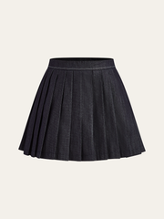 Zip Front Jacket and Pleated Mini Skirt Set