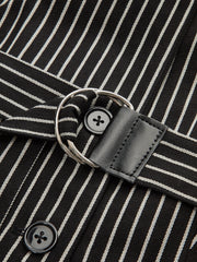 Cotton-Blend Striped Belted Longline Vest
