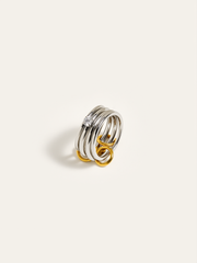 Two-Tone Layered Ring with Diamond Accent