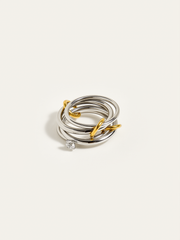 Two-Tone Layered Ring with Diamond Accent