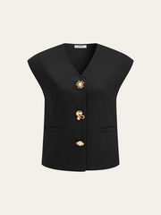 Metal Detail Cap Sleeve Vest