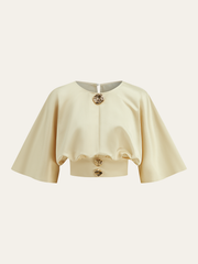 Metal Detail Satin Crop Top